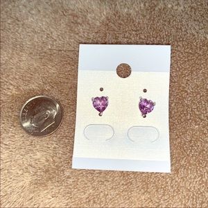 925 Silver Purple Heart Stone Earrings